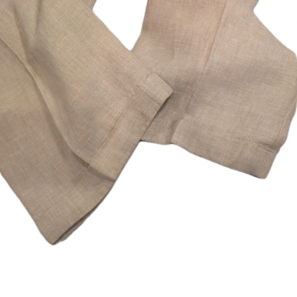 Jos A‎ Bank 38x32 Khaki 100% Linen Travelers Pleated Cuffed Mens Pants